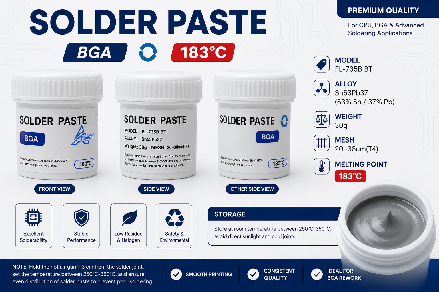 FLYEAH BGA SOLDER PASTE 183°C